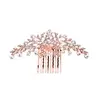 Rose Gold Crystal Wedding Hair Comb with Shimmering Leaves thumbnail