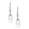 Vintage French Wire Earrings with Pearl Teardrops & Cubic Zirconia Pavé thumbnail