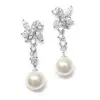 'Morgan II' Luxurious Pearl and Cubic Zirconia Bridal  Earrings thumbnail
