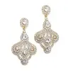 Art Deco Fan Rhinestone Earrings - Gold thumbnail