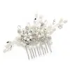 'In Bloom' Freshwater Pearl Wedding / Event Hair Comb with Pavé Crystal Leaves thumbnail