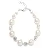 'Sophie' Pearl Wedding Bracelet with Rhinestone Crystal Balls - Golden Pearls thumbnail