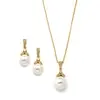 'Forever' Gold Pearl Drop Necklace and Earring Set with Vintage CZ thumbnail