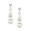 'Candice' Double White Pearl Dangle Earrings with Stud Top thumbnail