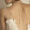 1. Elegant Wedding Back Necklace with White Pearls & Crystals thumbnail