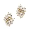 'Emma' Gold Cubic Zirconia Cluster Event Earrings with Delicate Marquis Stones thumbnail