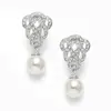 'Juliet' Cubic Zirconia Braided Event Earrings with Pearl Drop thumbnail
