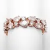 'Marly' Bold Cubic Zirconia Pears Bridal Statement Bracelet in Rose Gold thumbnail