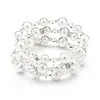 'Candice' Adjustable Coil White Pearl Wedding Bracelet thumbnail