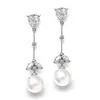 'Charlotte' CZ Trillion and Pearl Bridal Earrings thumbnail