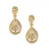 Vintage Etched Cubic Zirconia Drop Earrings - Gold thumbnail
