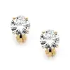 'Madison' Gold Clip-On Earrings with 8mm Cubic Zirconia Solitaire thumbnail