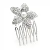 'Antoinette' Flower Pearl & Crystal Bridal Hair Comb thumbnail