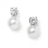 'Madeline' Pearl & Cubic Zirconia Solitaire Earrings thumbnail