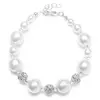 'Sophie' Pearl Bracelet with Sparkly Rhinestone Crystal Balls - White  thumbnail