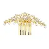 Crystal Wedding Hair Comb with Shimmering Gold Leaves thumbnail