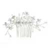 White Pearl Clusters Bridal / Debutante Hair Comb with Crystal Sprays thumbnail
