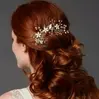 2. 'Norah' Hand Painted Hair Comb with Crystal & Pearl Spray - Silver thumbnail