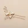 'Nadja' Hand Painted Gold, Freshwater Pearl & Crystal Bridal Hair Pin thumbnail