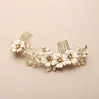 1. 'Kayla' Hand Painted Enamel and Crystal Bridal Hair Comb - Gold thumbnail