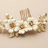 2. 'Kayla' Hand Painted Enamel and Crystal Bridal Hair Comb - Gold thumbnail