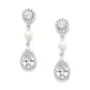 'Amie' Beautiful Freshwater Pearl & Diamond Simulant Drop Event Earrings thumbnail
