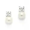 'Ada' Pearl & Diamond Simulant Stud Bridal / Event Earrings thumbnail