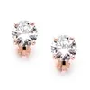 'Madison' Rose Gold Clip-On Earrings with 8mm Cubic Zirconia Solitaire  thumbnail