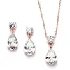 'Marly' Cubic Zirconia Teardrop Necklace Set in Rose Gold thumbnail