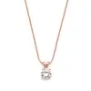 'Lindsey' Delicate 14K Rose Gold CZ Round-Cut Necklace with Double Loop Top thumbnail