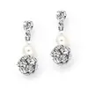 'Dainty' Wedding Clip On Earrings with Pearl & Rhinestone Crystal Balls thumbnail