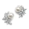 'Grace' Cubic Zirconia & Ivory Pearl Clip On Stud Earrings thumbnail