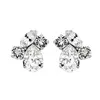 'ELSA' Vintage Clear Crystal Cluster Stud Earrings in Silver by Ronza George thumbnail