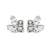 'Jenny' Clear Crystal Cluster Stud Earrings in Silver by Ronza George thumbnail