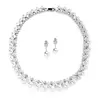 'Florence' Glamorous CZ and White Pearl Wedding Necklace and Earrings Set thumbnail