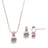 'Sienna' Delicate CZ Round-Cut Necklace and Earrings Set with Pave Top in Rose Gold thumbnail