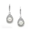 'Danielle' Dainty Pave CZ Wedding Earrings with 5mm Pearls thumbnail