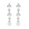 'Chelsea' Long Pearl & CZ Bridal Earrings thumbnail