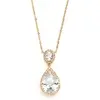 'Arabella' Cubic Zirconia Teardrop Necklace & Pendant in Gold thumbnail