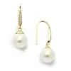 'Jolie' 14K Gold Plated Vintage French Wire  Earrings with Ivory Pearl Drops thumbnail