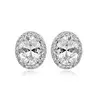 'Olivia' Classic oval shaped crystal halo bridal earrings in Silver thumbnail