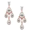 'Tori' Rose Gold Clip on CZ Chandelier Earrings with Teardrops thumbnail