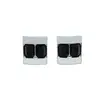 'Duo' Silver Cufflinks In Black Crystal thumbnail