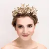 'Golden Garden' A Statement Bridal Tiara in Gold with Rhinestone and Pearl thumbnail