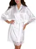 Satin robe with lace edging and Rhinestone embellished 'Bride'  thumbnail