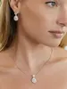 1. Brilliant 'Brooke' CZ Halo Pear Shaped Necklace and Earrings Set thumbnail