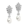 Crystal Pearl Drop Bridal Earrings - Last two pairs! thumbnail