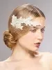 Beautiful Champagne  Pearl Beaded Bird Cage / Veil  thumbnail