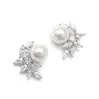 'Grace' Cubic Zirconia & Ivory Pearl Stud Event Earrings thumbnail