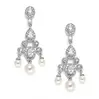 Cubic Zirconia Pavé Chandelier Pearl Event Earrings thumbnail